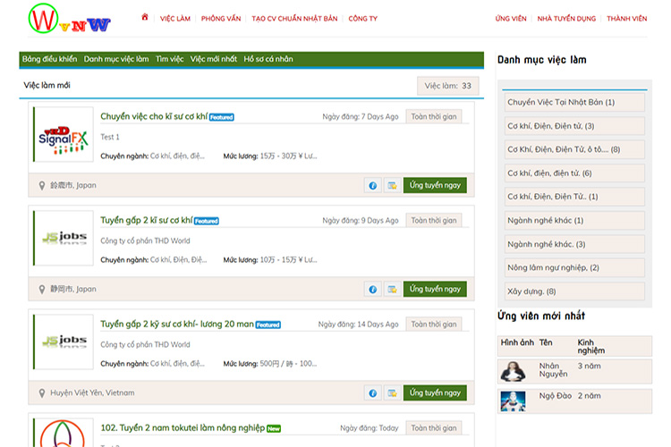 Trang giới thiệu việc làm trực tuyến